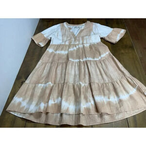 Faherty Vida Tie Dye Organic Cotton Trapeze Dress Size Medium